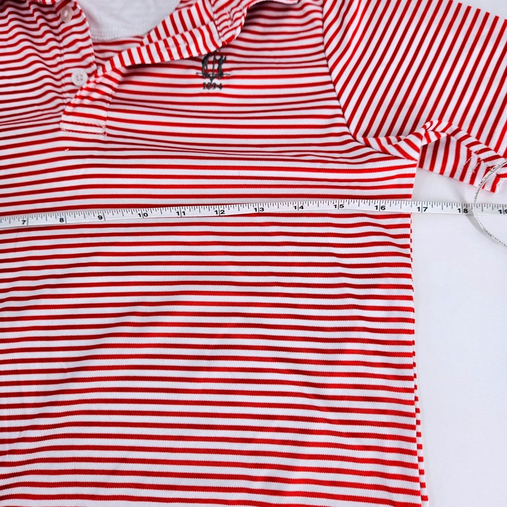 Garb Boys Red White Striped Polo Wicking Shirt Size Large 8-10 Golf Performance - Picture 4 of 9